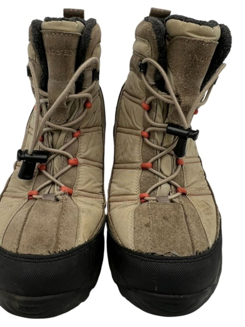 Lands' End Women's Insulated Boots Size 9 Beige Suede Lace Up Outdoors